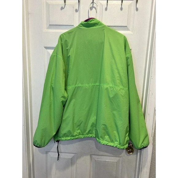 Vintage Men’s Gap Arctic Fleece Reversible Zip Up L Neon Green Black 90s‎ Y2k - Picture 9 of 13